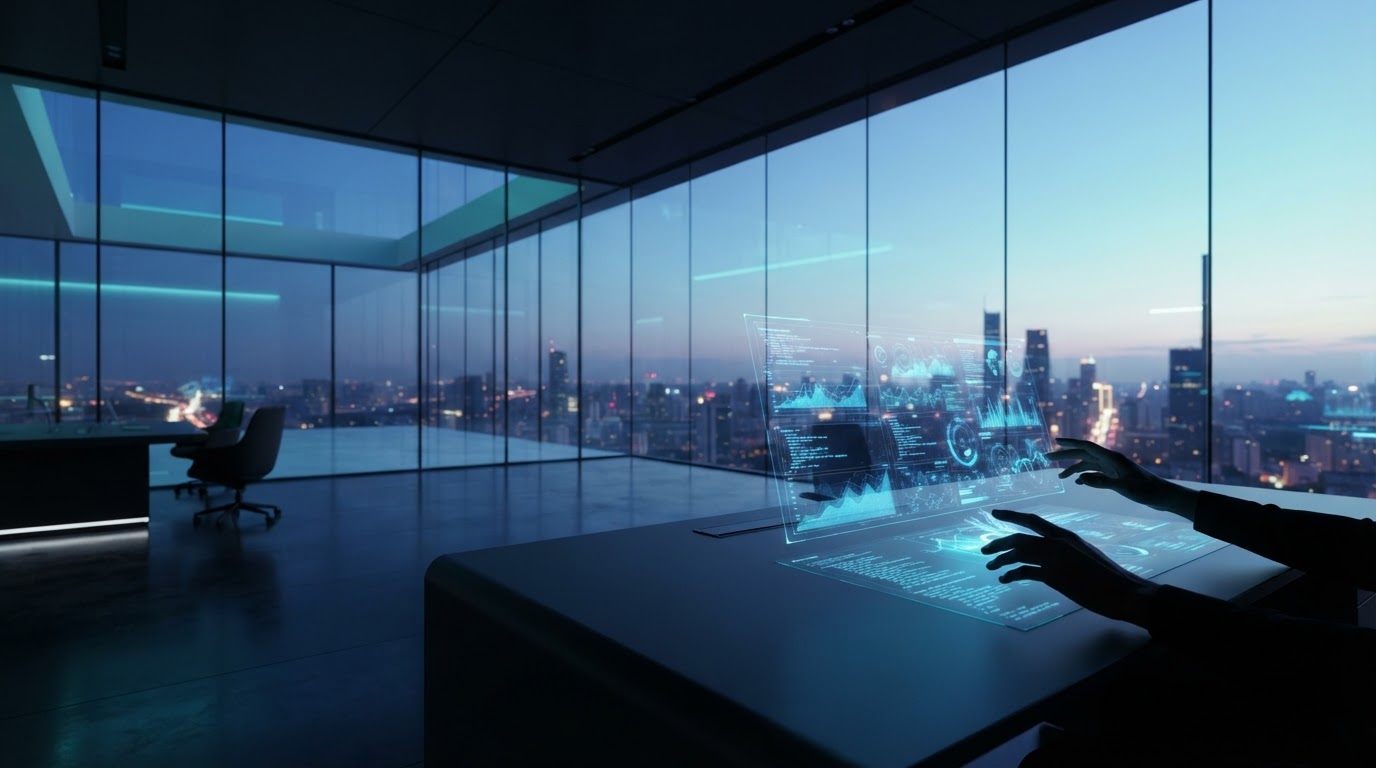 Futuristic AI-powered office